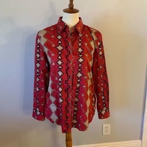 [Lauren Ralph Lauren] Southwest Pattern Blouse - Size Large
